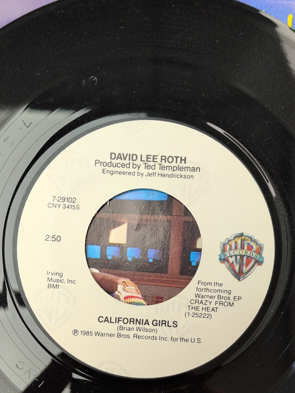 David Lee Roth "California Girls" 45 RPM Vinyl Single - White Label